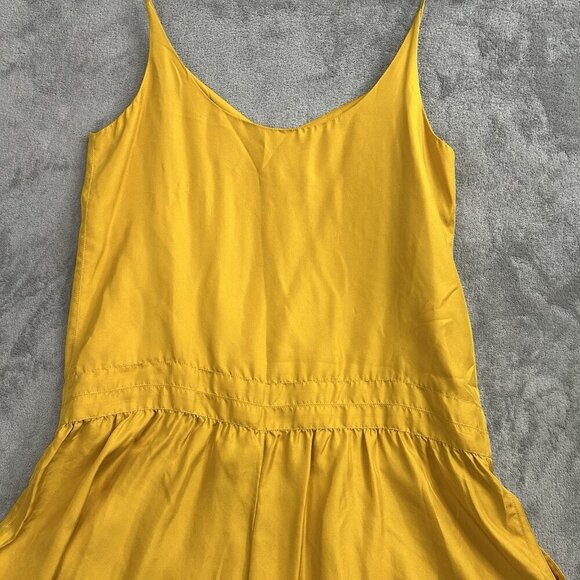 Rag & Bone Dune Romper Womens 6 Old Gold Silk Casual Spaghetti Strap V-Neck USA - Picture 12 of 12
